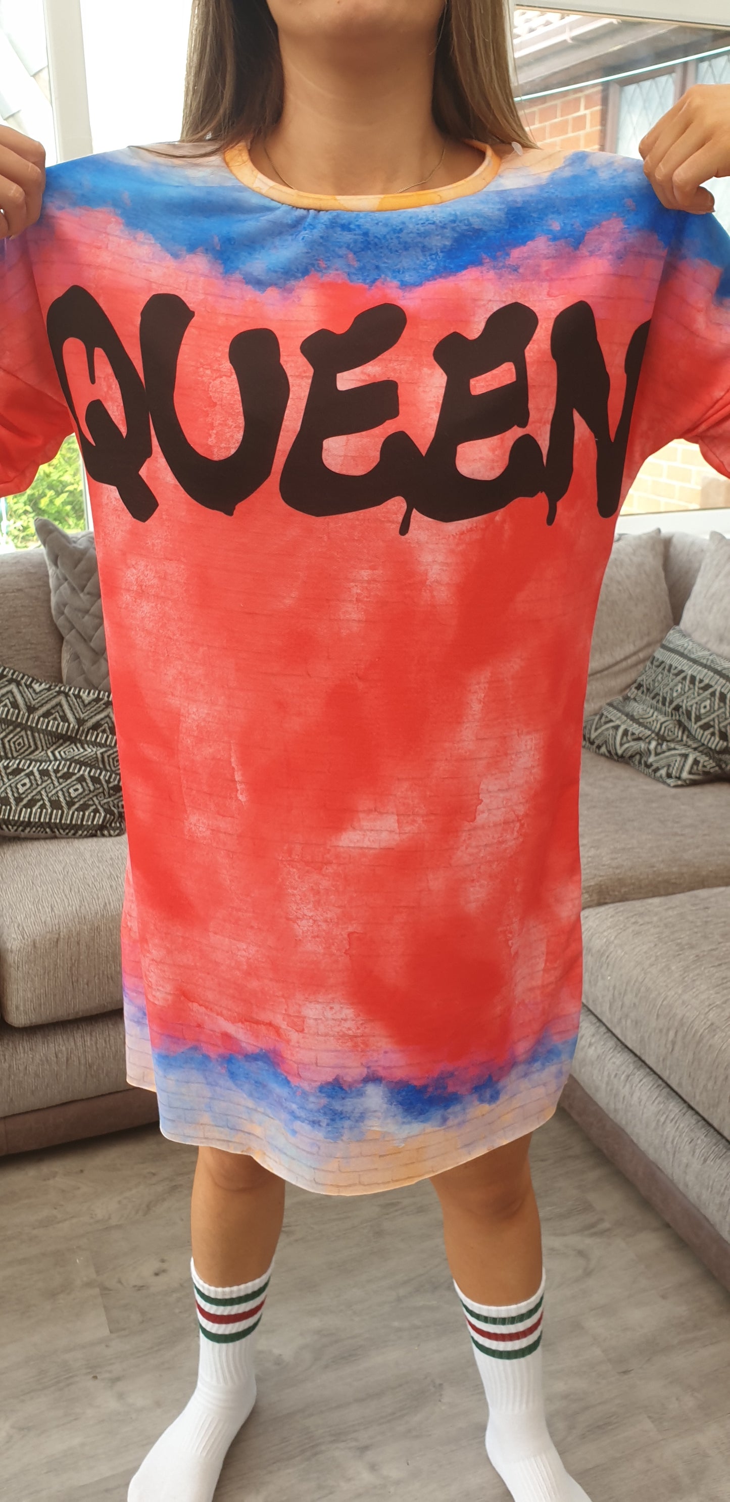 QUEEN GRAFFITI T Shirt Dress - The Girl House