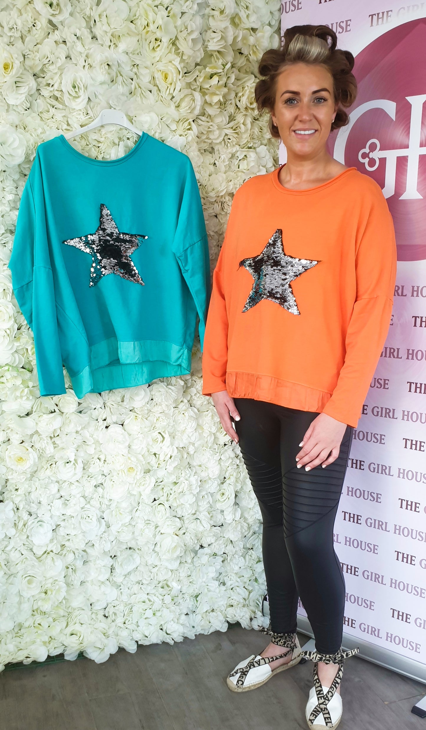 Made In Italy STAR SEQUIN ORANGE / BLUE TOP - The Girl House