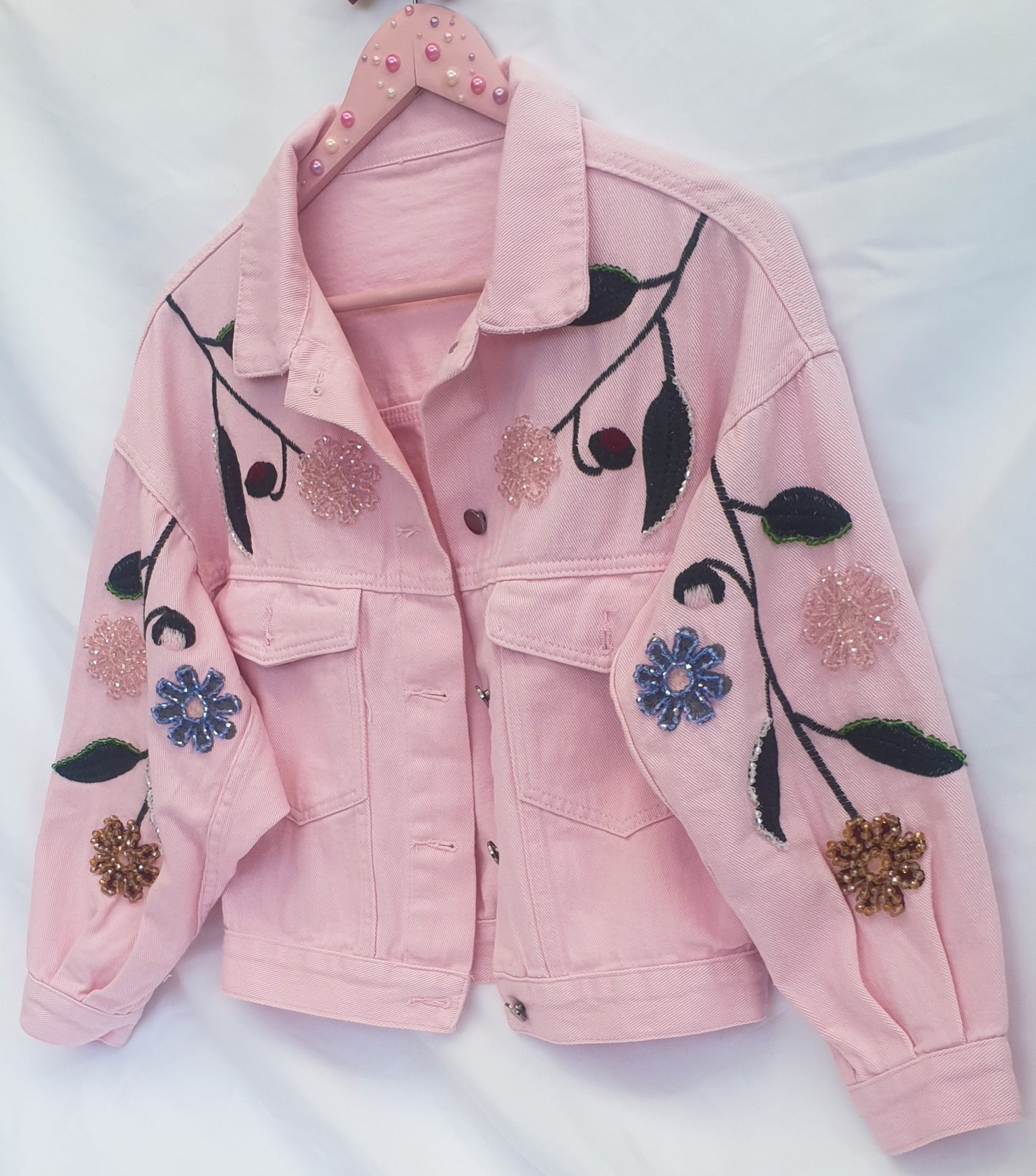 EMBELLISHED BABY PINK JACKET - The Girl House