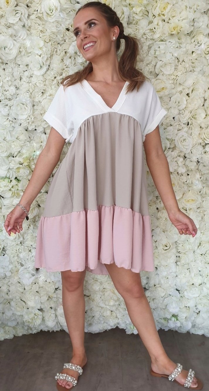 COLOUR BLOCK SMOCK DRESS - The Girl House
