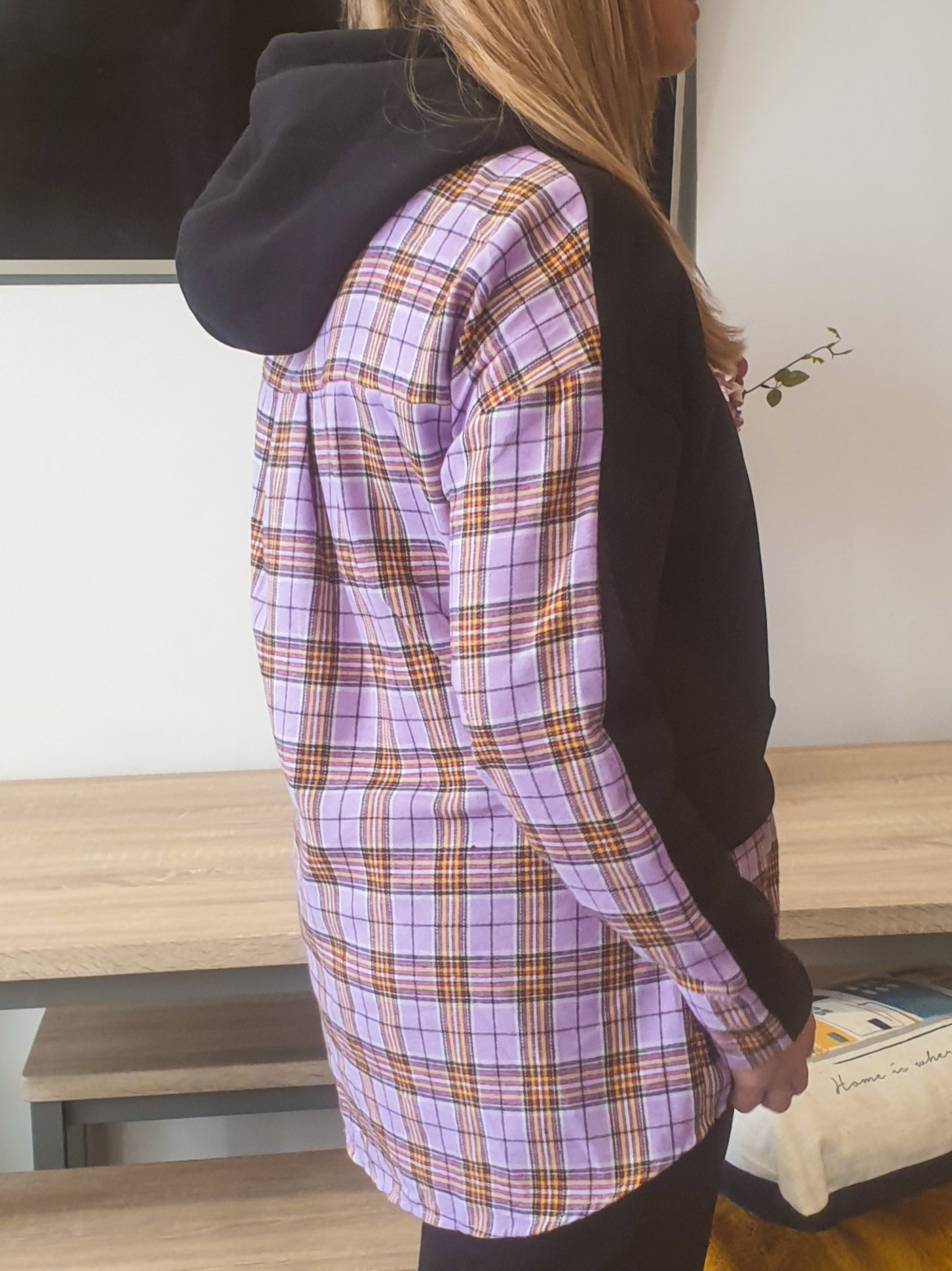 MYA TARTAN CHECK BLACK LOUNGEWEAR SET WITH SHIRT OVERLAY - The Girl House