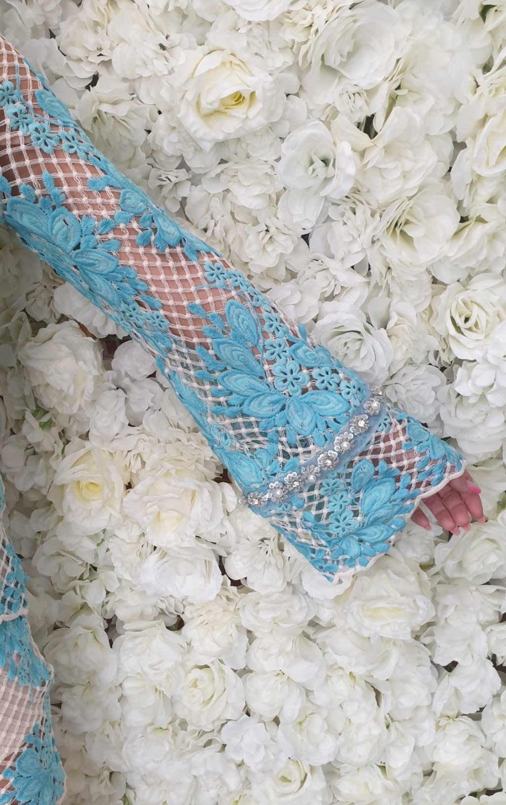 𝗣𝗥𝗘𝗠𝗜𝗨𝗠 Blue Chrochet Embellished Two Peice - The Girl House