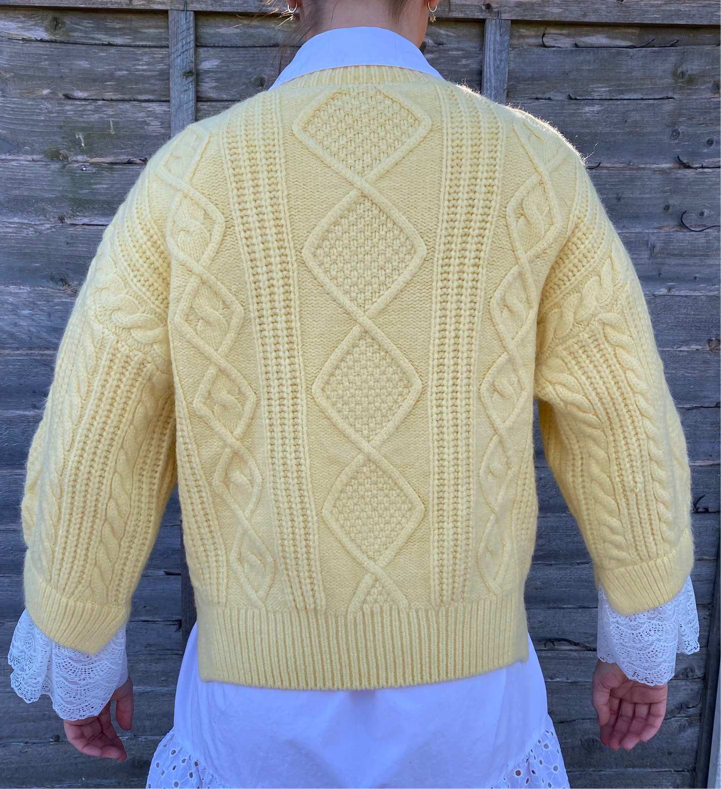 LEMON THICK KNIT JUMPER WITH NET FRILL DETAIL - The Girl House
