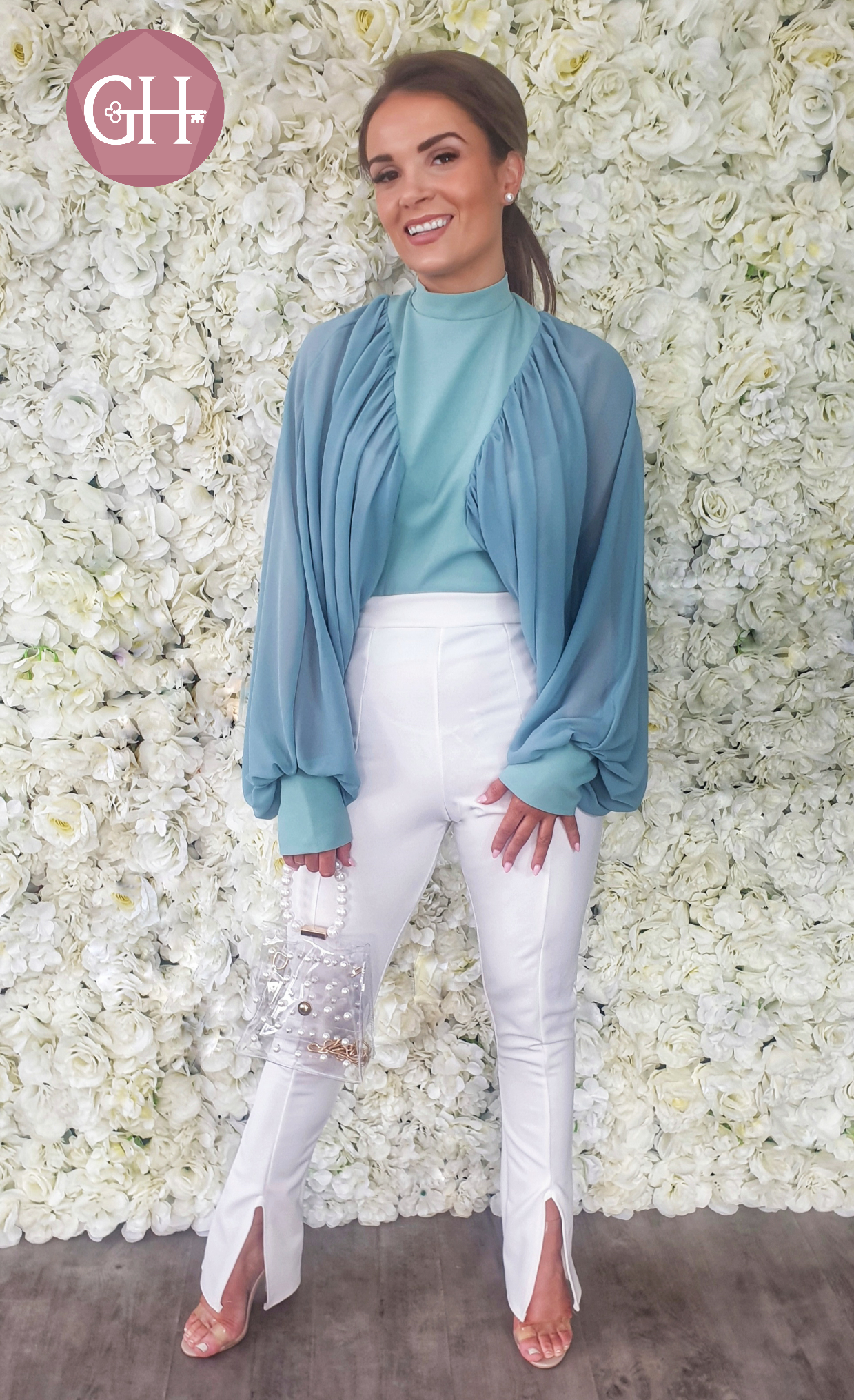 AQUA BELL SLEEVE BLOUSE - The Girl House